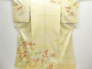 金通し梅に笹模様刺繍一つ紋訪問着(重ね衿付き)